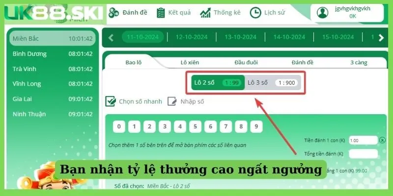 Bạn nhận tỷ lệ thưởng cao ngất ngưỡng