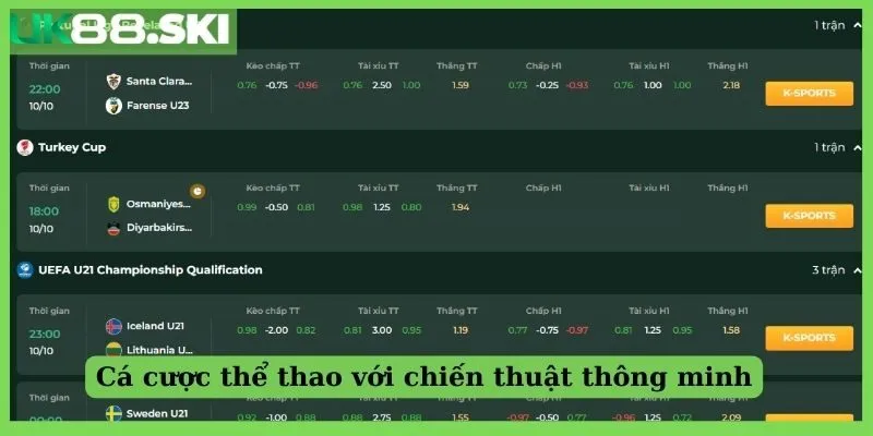 Cá cược thể thao với chiến thuật thông minh