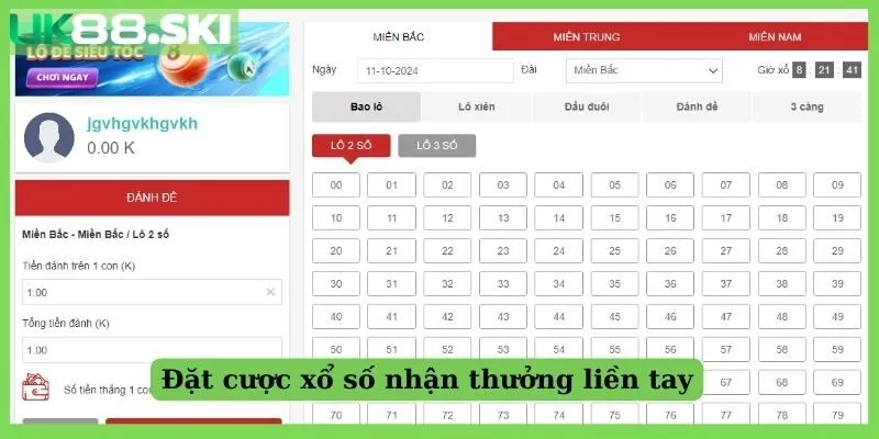 Đặt cược xổ số nhận thưởng liền tay