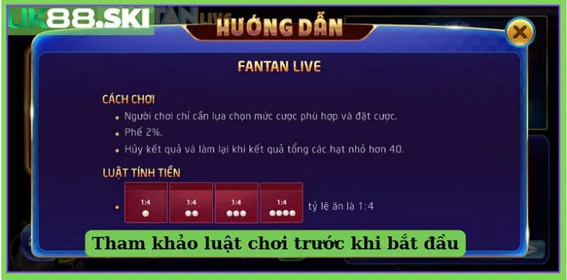 Tìm hiểu luật Fantan UK88