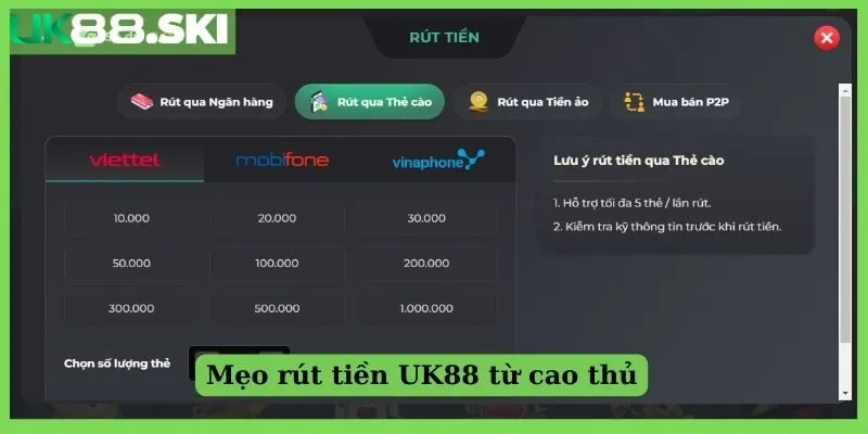 Mẹo rút tiền UK88 từ cao thủ