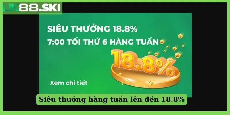 Siêu thưởng hàng tuần lên đến 18.8%