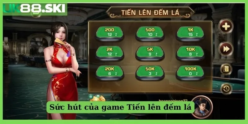 Sức hút của game Tiến lên đếm lá tại UK88