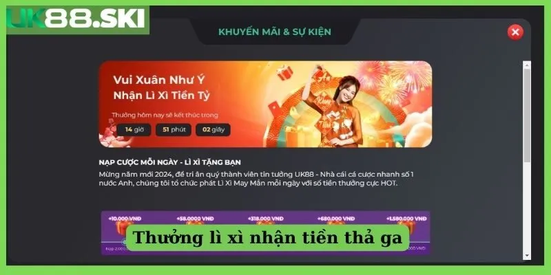 Thưởng lì xì nhận tiền thả ga