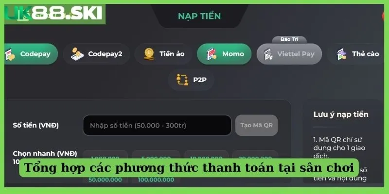 Tổng hợp các phương thức nạp tiền tại sân chơi