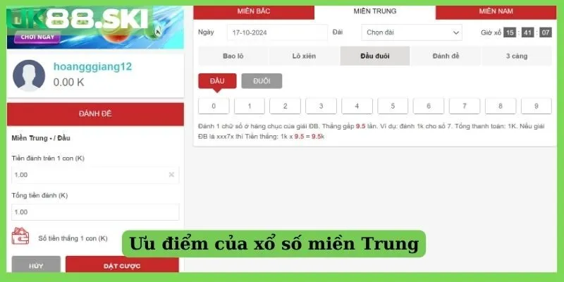 Ưu điểm của khi chơi lô đề miền Trung tại UK88