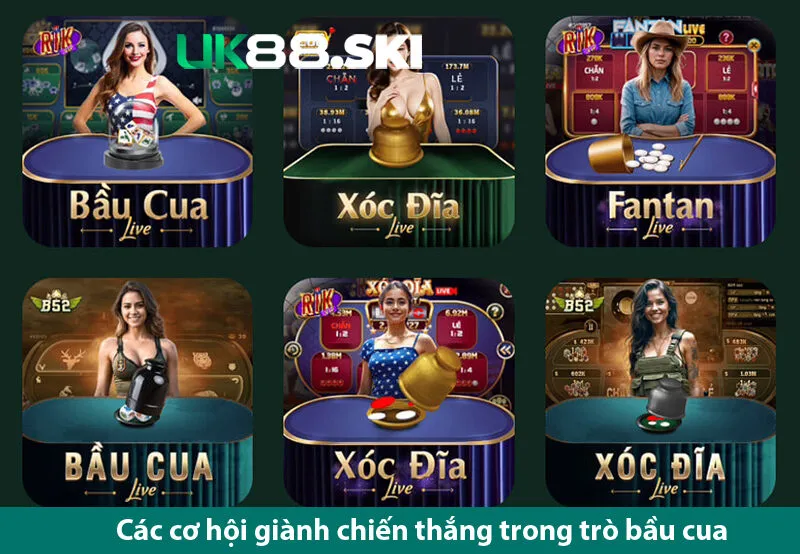 Bầu Cua Live - Trò chơi lôi cuốn thắng đơn giản thưởng cực đã trên tải uk88