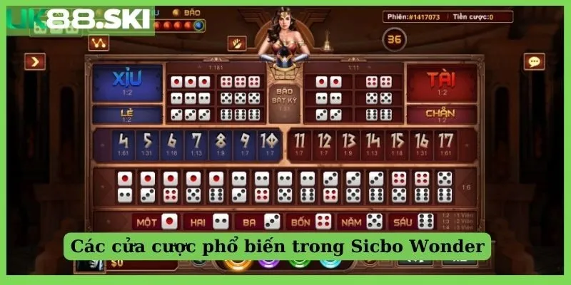 Các cửa cược phổ biến trong Sicbo Wonder Woman