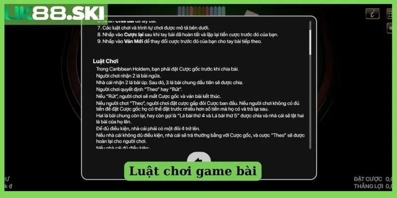 Luật chơi game bài